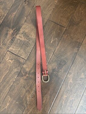 J. Crew Brown Leather Belt with Brass D-Ring